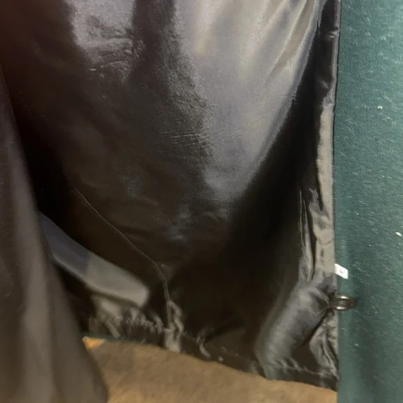 Vintage Wool Coat Long Green Notched Lapel International Scenelined size 16